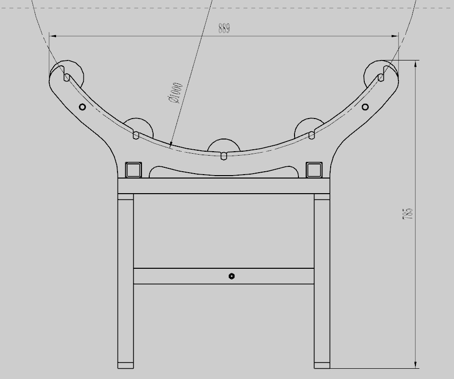 Стойка с роликами для рулонов материала конвейерной ленты из ПВХ и полиуретана