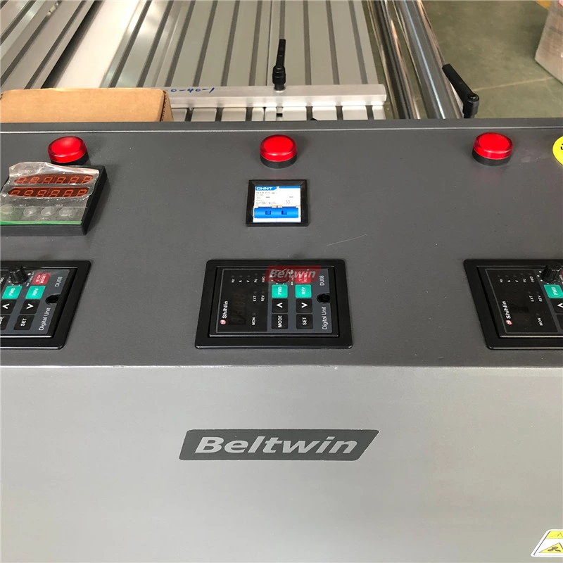 Станок для резки конвейерной ленты с намотчиком и перемотчиком (улучшенная версия)